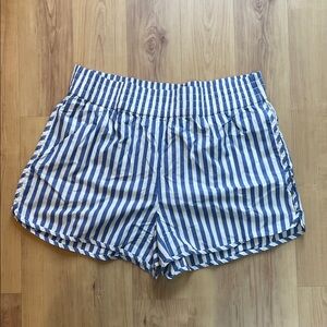 Everlane Blue and White Striped Cotton Women's Shorts